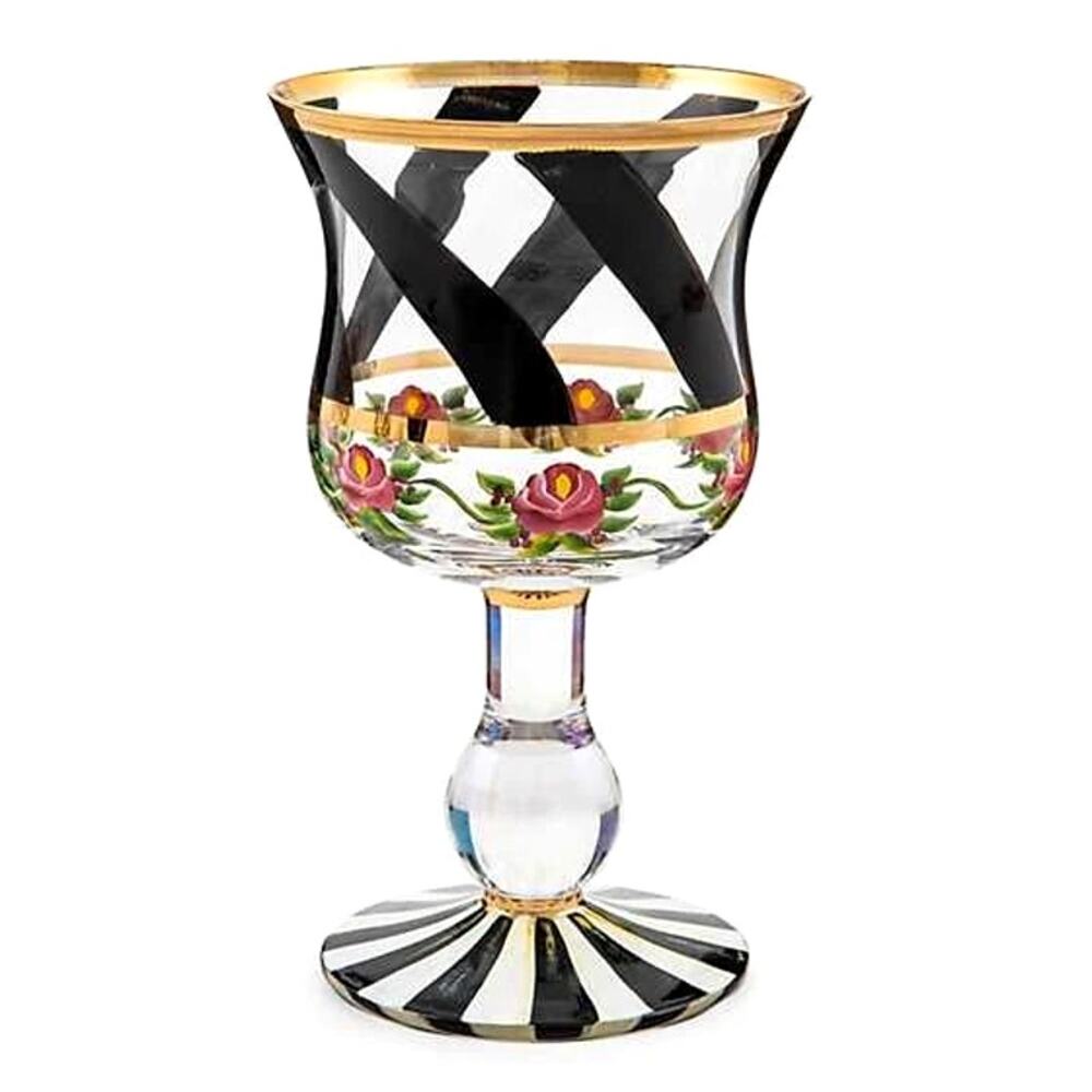 Mackenzie-Childs Maypole Wine Glass Black 7in 16oz New